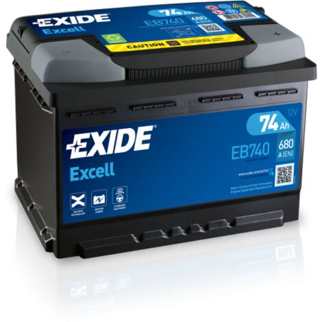 BATTERIE EXIDE EXCELL L3 12V 74AH 680A 278X175X190 +D EB740 (1/4)