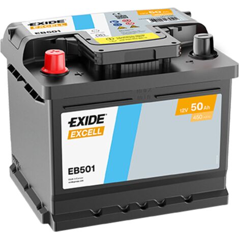 BATTERIE EXIDE EXCELL L1 12V 50AH 450A 207X175X190 +G EB501