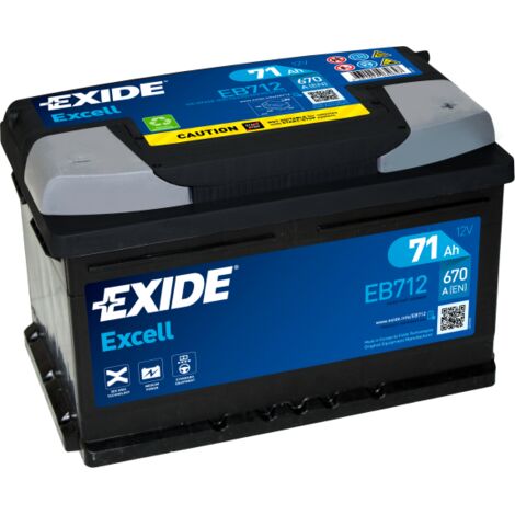 BATTERIE EXIDE EXCELL LB3 12V 71AH 670A 278X175X175 +D EB712