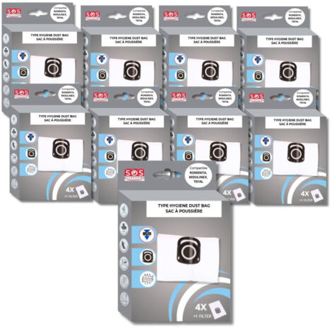 Ersatzteil - Satz mit 10 Boxen zu je 4 Beuteln + 1 Filter HYGIENE+ - - ROWENTA, TEFAL, MOULINEX (1/2)