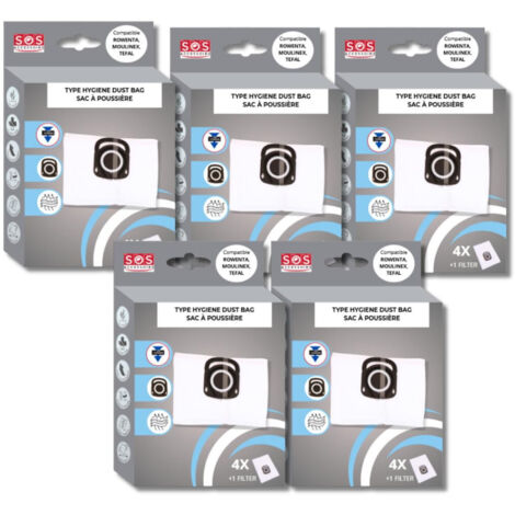 Ersatzteil - 5er Pack mit 4 Beuteln + 1 HYGIENE+ Filter - - ROWENTA, TEFAL, MOULINEX (1/2)