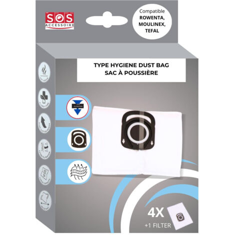 Ersatzteil - SOS Accessoire Boîte de 4 sacs + 1 filtre HYGIENE+ pour Aspirateur MOULINEX ZR200520 -  - ROWENTA, TEFAL, MOULINEX (1/2)