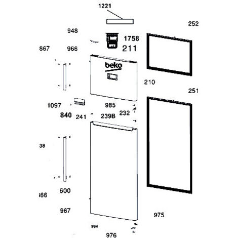 Ersatzteil - Tür-Dichtung (Kühlschrankteil, Kennzeichen 251) -  - BEKO, ARISTON HOTPOINT, GRUNDIG