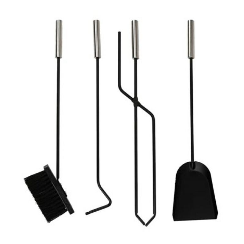 Perel Outils de cheminée, 4 accessoires, gris/argent