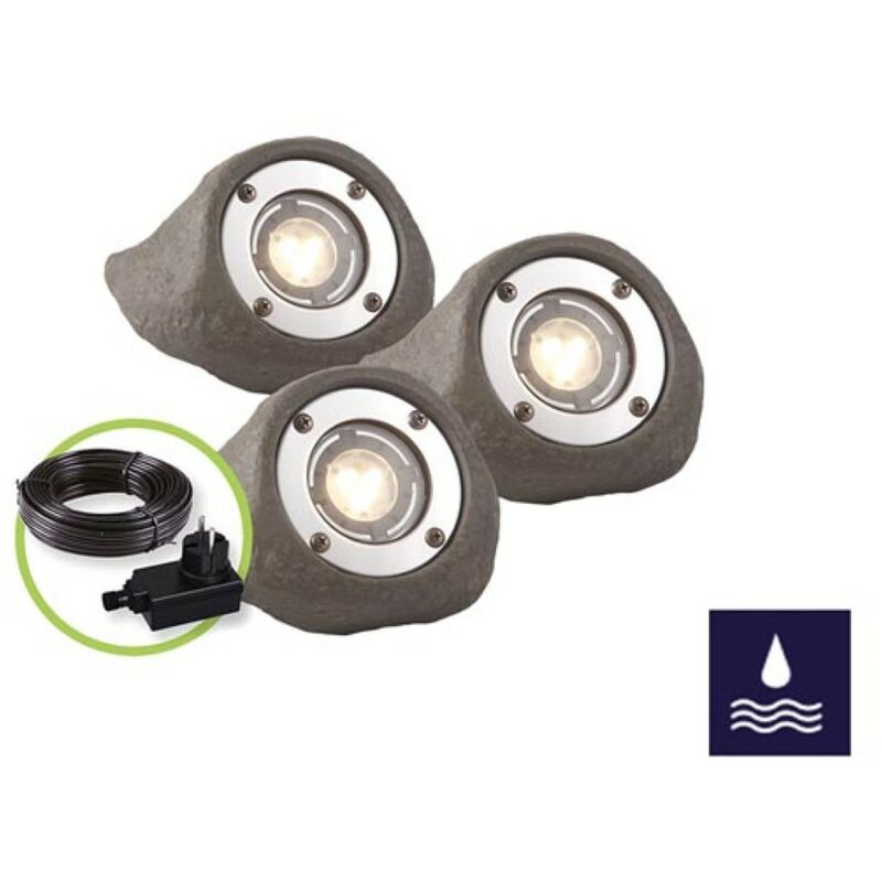 Spot LED encastrable Set 6 pièces Midi acier inoxydable 3 W Dimmable IP54