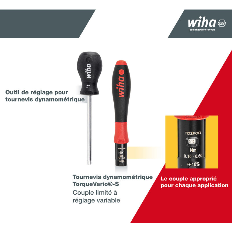 Tournevis dynamométrique Torquevario-S Electricien - WIHA 26626