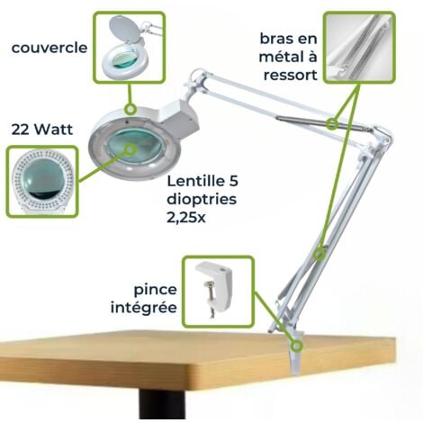 LAMPE-LOUPE 5 DIOPTRIES- 22W - BLANC VTLAMP2WN RI3510