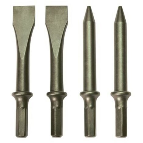 Stanley – Jeu de 4 burins en acier 120 mm – Tige hexagonale 10 mm – Pour démolition et burinage – Compatibles marteaux perforateurs