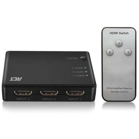 ACT Commutateur HDMI 4K 3 ports, affichez 3 sources HDMI sur un