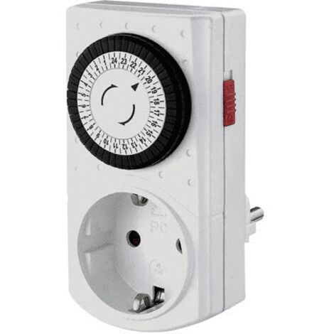 Perel Mini minuteur 24H, analogique, 230 V, 16 A, 3680 W, terre allemande, type F, blanc (1/4)