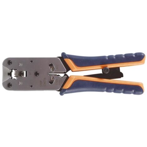 Toolland Pince à sertir professionnelle, pour RJ45, couper, dénuder et sertir en toute simplicité (1/2)