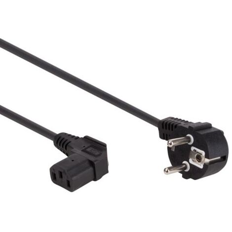Perel – Câble d'alimentation noir CEE 7/7 90° C13 EPC025B100 – Longueur 2,5 m – Tension 250 V – Courant 10 A – H05VV-F 3G1.0 mm² (1/4)