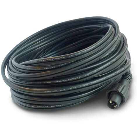 Garden Lights Câble principal flexible 10m SPT-2 noir 2 conducteurs 1.5mm² PVC flexible étanche connecteurs SP21 mâle-mâle adapté à l’éclairage de jardin extérieur et intérieur (1/2)