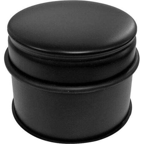 Perel Butoir de porte, cale-porte en acier inoxydable, rond, butoir porte sol, block porte, butée de porte sol, arret sans perçage, caoutchouc antidérapant, noir, 9 x 7.5 cm, 1 kg