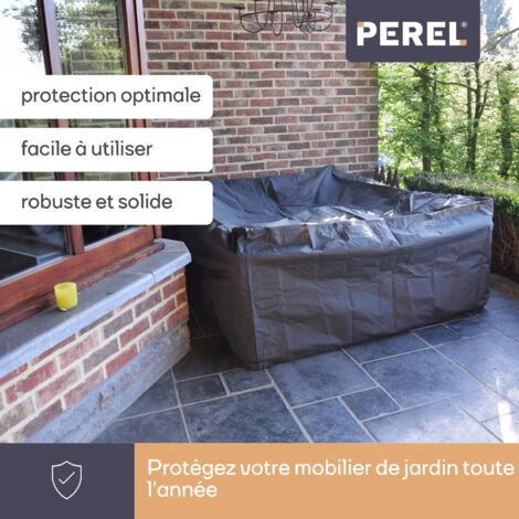 Housse Protection Table Jardin Rectangulaire 225x115x71 Cm - Polyester Oxford 600D Gris Imperméable