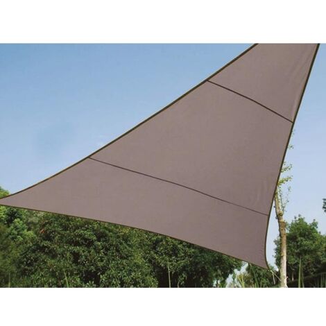 Perel – Voile d'ombrage triangulaire 5 x 5 x 5 m – Polyester 160 g/m² – Couleur gris taupe – Protection UV 90 % – Hydrofuge - RI8388 (1/10)