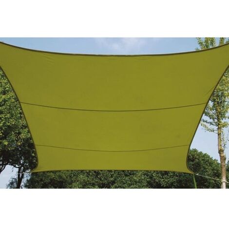 Perel – Voile d'ombrage carrée 3.6 x 3.6 m – Protection UV 90% – Toile en polyester déperlant 160 g/m² – Anneaux en acier inoxydable – Vert citron (1/8)