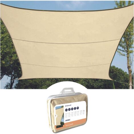 Perel – Voile d'ombrage carrée 3.6 x 3.6 m – Tissu HDPE respirant et perméable – Protection UV 90 % – Effet rafraîchissant – Fixation avec anneaux en acier inoxydable (1/10)
