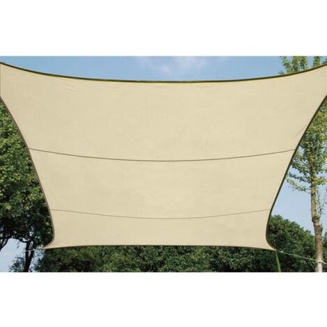 Perel – Voile d'ombrage perméable 5 x 5 m – Couleur champagne – Résistance UV 90% – Installation facile avec anneaux en D (1/10)