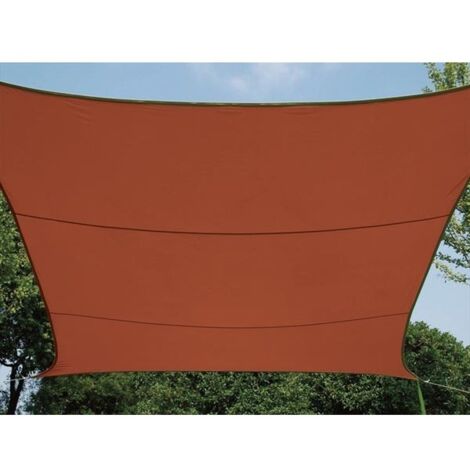 Perel – Voile d'ombrage rectangulaire 4 × 3 m – Polyester déperlant 160 g/m² – Protection UV 90 % – Installation facile avec anneaux inox – Terracotta (1/10)