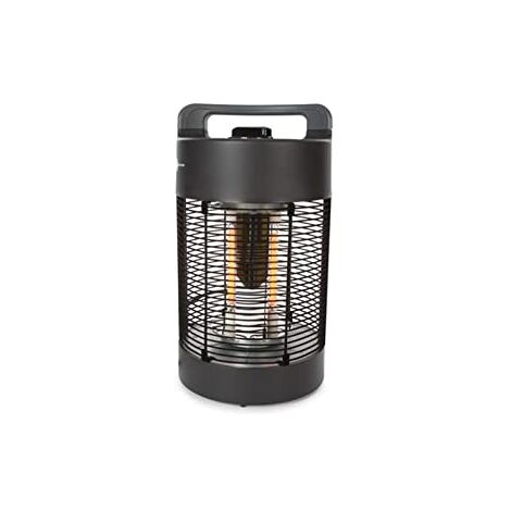 Perel Chauffage de terrasse mobile, 700 W, carbone, avec protection anti-basculement, 2 niveaux de chauffe, oscillant, résistant aux projections d'eau, métal, noir
