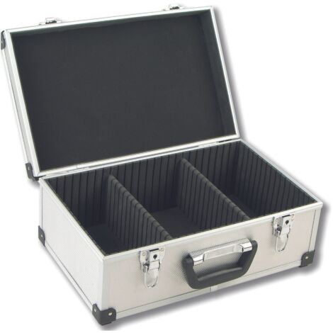 Perel – Coffret de rangement pour 60 CD – Aluminium léger avec 2 clés – Dimensions 424 x 265 x 173 mm – Couvercle amovible pour accès facile (1/5)
