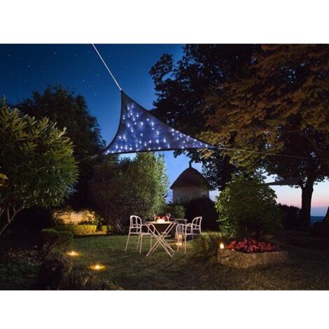 Voile dombrage avec ciel etoile led integre - triangle - 36 x 36 x 36 m - bleu fonce (1/7)