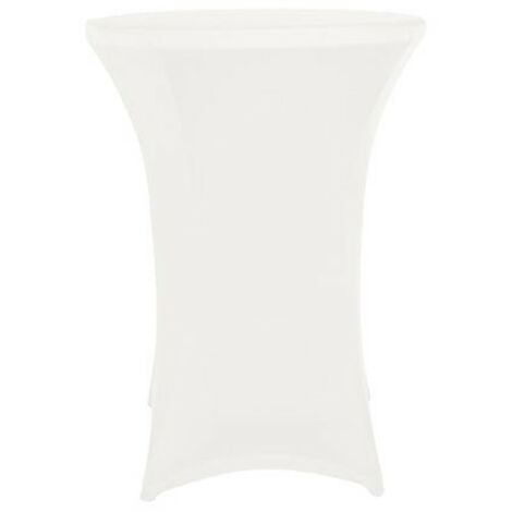 Perel Housse de table extensible blanc Ø80 x 100 cm pour tables cocktail et mange debout housse élastique avec poches de pieds lavable ajustement serré pour mariage fête événement foire (1/3)