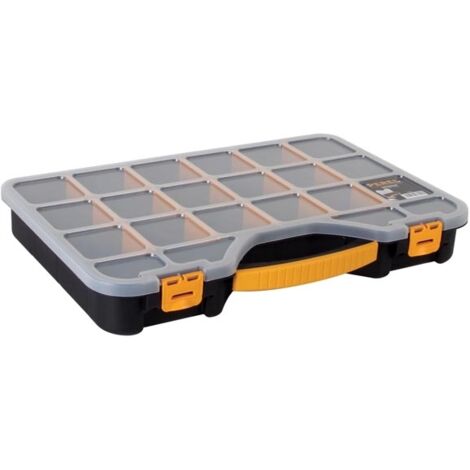 Perel – Boîte de rangement compartimentée 20 compartiments – Couvercle transparent – Empilable – Dimensions 510 x 347 x 71 mm – Polypropylène