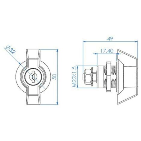 Perel Serrure de boite aux lettres pour colis, avec 2 clés, diamètre 22 mm