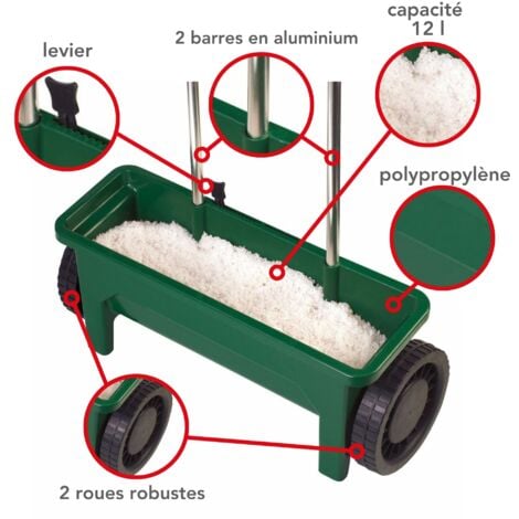 Toolland Épandeur, débit réglable, granulométrie 0-8 mm, 12 L, vert