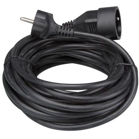 Perel – Rallonge électrique H05VV-F 3G1.5 10 m 16 A 230 V 3500 W type E/F – Usage intérieur – PVC noir – Câble souple et résistant à l'abrasion (1/5)