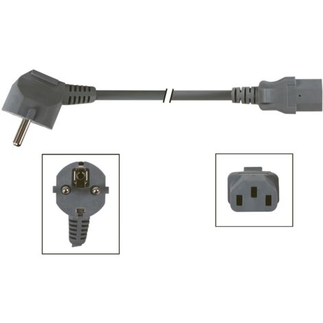 Câble d'alimentation - couleur grise - cee 7/7 90° + c13 - 3,0 m - 3g1,0 mm² - 3g1,0 mm² - 3,0 m - 3g1,0 mm² - 3,0 mm² - 3,0 m (1/2)