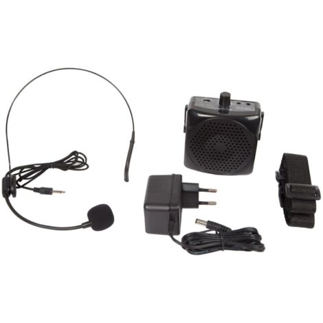 HQ-Power Amplificateur de voix portable, avec micro-casque et ceinture, 5 W, noir (1/5)