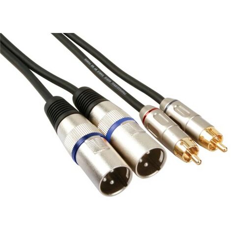 HQ-Power Câble XLR-RCA, 2 x XLR 3 broches, 2 x RCA mâle, 1 m, idéal pour la transmission sonore (1/3)
