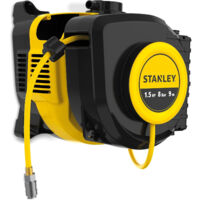 Stanley – Compresseur mural sans cuve avec enrouleur – Pression 8 bar – Débit d'air 160 L/min – Moteur 1,5 HP – Tête de compression sans huile