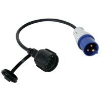 Perel – Câble adaptateur CEE vers Schuko – 0.4 m – Caoutchouc IP44 pour usage extérieur – Adaptateur caravane et camping – 16 A 230 V