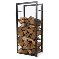 Perel Range-bûches pour bois de cheminée, noir, 100 x 45 x 30 cm