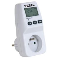 Perel – Wattmètre 230 V – Écran LCD – 16 A, 3600 W – Prise terre française type E – Mesure de consommation énergétique – Protection enfants