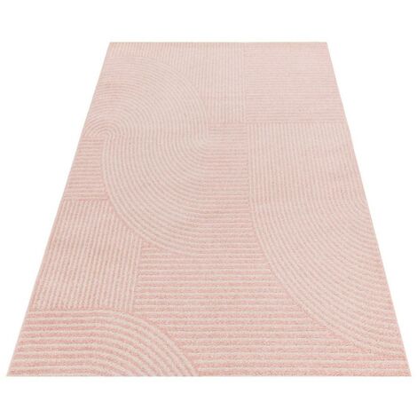 Modern Muse MU17 Geometric Rug for Retro Living Room, Bedroom, Kitchen, Lounge Soft Pink Rug in Medium 120x170 cm (4'x5'6")