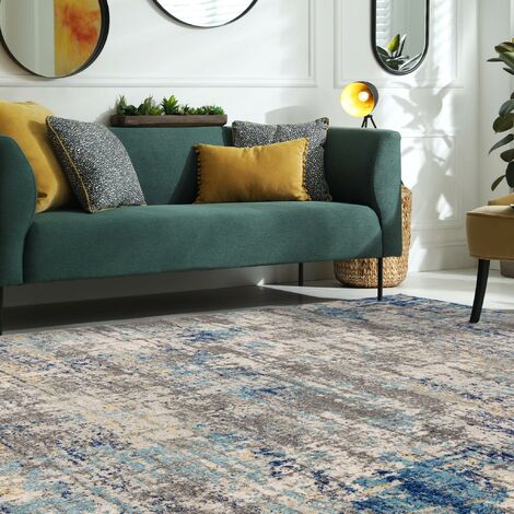 Nova Illusion NV40 Abstract Rug for Modern Living Room, Bedroom, Luxury Lounge, Kitchen, Dining Room Soft Blue Grey Rug in Medium 120x170 cm (4'x5'6")