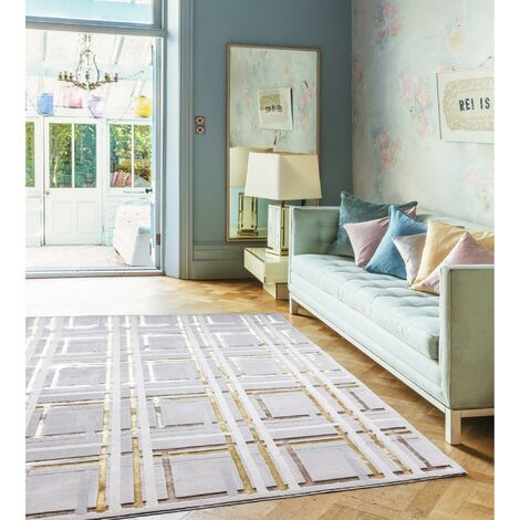 Aurora Elexus AU5 Rug for Living Room, Bedroom, Luxury Lounge Soft Silky Shiny Gold Bronze Rug in Medium 120x170 cm (4'x5'6") (1/4)