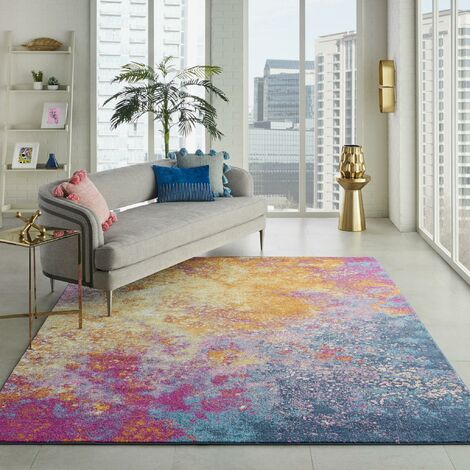 Passion PSN10 Sunburst Abstract Rug for Modern Living Room Bedroom Trendy Bright Multi Colours Rug in Large 160x221 cm (5'3"x7'3") (1/4)