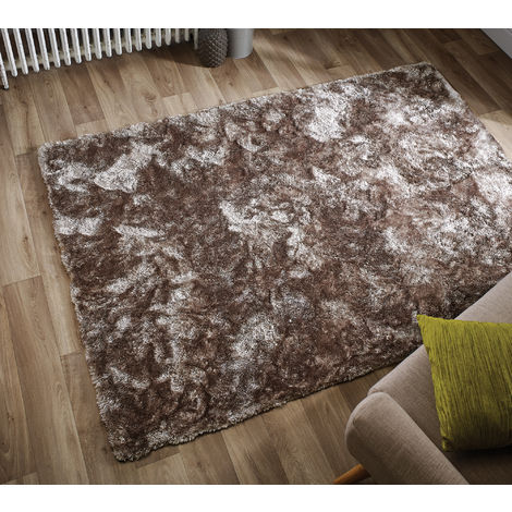 Serenity Blush Pink Metallic-Silky 4cm Pile Supersoft Rug in various sizes 