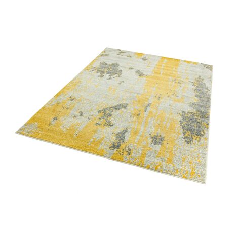 Nova Abstract Painterly NV18 Rug for Living Room Bedroom Modern Rug in Ochre Grey in Large 160x230 cm (5'3"x7'7")