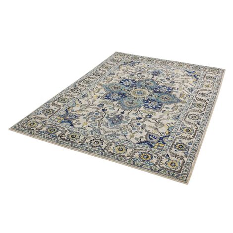 Nova Abstract Traditional NV24 Rug for Living Room Bedroom Bordered Medallion Floral Modern Blue Rug in Medium 120x170 cm (4'x5'6")