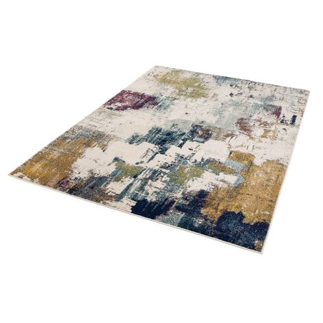 Nova Modern Rug Abstract NV22 Mustard Multi Rug for Living Room Dining Room Bedroom Art Paint Design Multi Colours Rug in Medium 120x170 cm (4'x5'6")