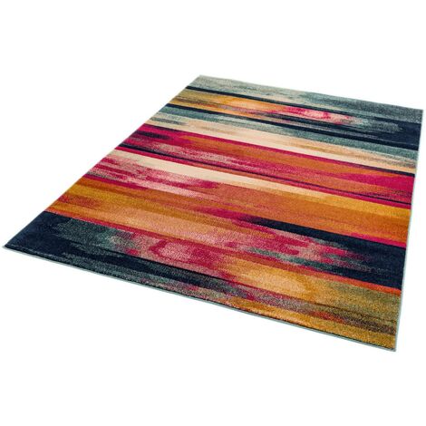 Nova Stripe NV05 Abstract Rug for Living Room Bedroom Modern Bright Rainbow Painterly Art Multi Coloured Rug in X-Large 200x290 cm (6'7"x9'6")