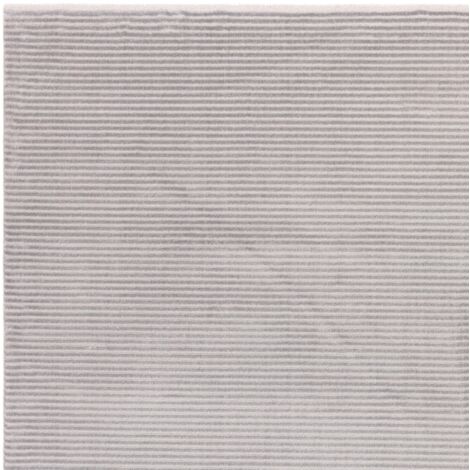 Kuza Plain Stripe Soft Silky Velvety Modern Rug in Silver Grey 80 x 150 cm Small