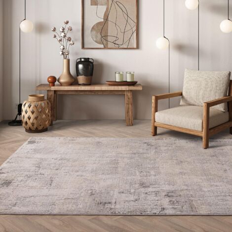 Seville 03 Olite Short Pile Rug Modern Abstract Soft Touch Silky Rug in Beige Natural 160 x 240 cm